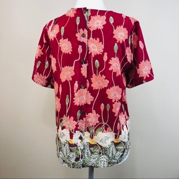 MADEWELL Top Sz S Silk Floral Button-Back in Tall Sunflower NWT - Picture 5 of 8